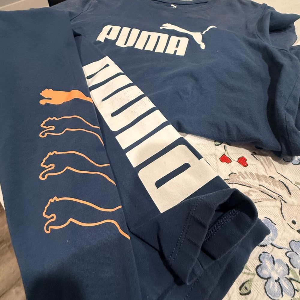 Puma Blue, White & Orange Tracksuit SET - Leggings, Short Sleeve Shirt & Hoodie